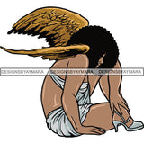 Afro Angel Black Woman SVG Cutting Files For Silhouette Cricut and More