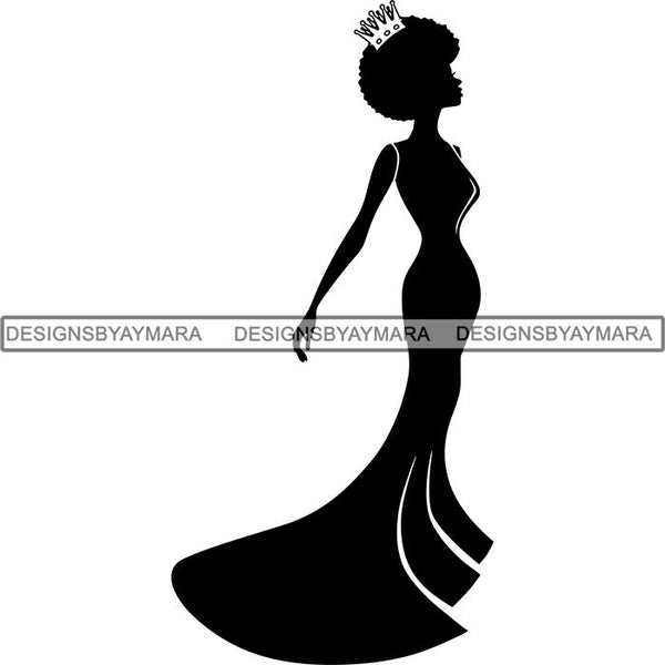 Black Afro Queen Silhouette Style SVG Cut Files