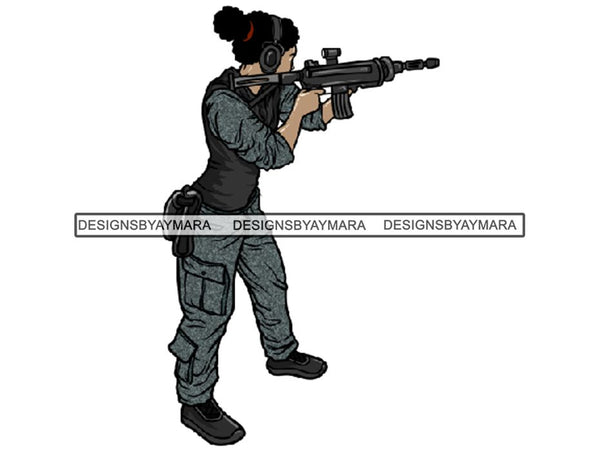 Military Woman USA Proud Melanin PNG Files For Print Not For Cutting