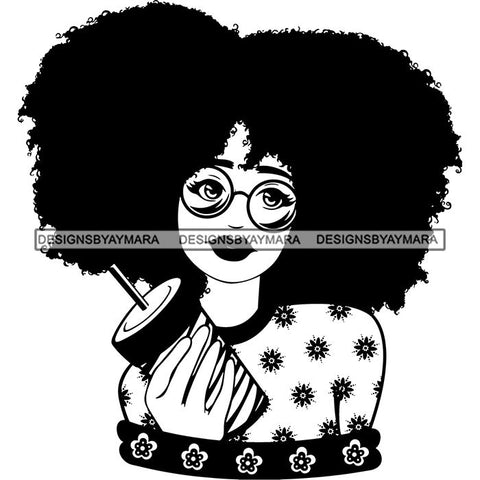 Afro Woman Kinky Hairstyle African American Beautiful Black Woman SVG Files For Cutting and More.