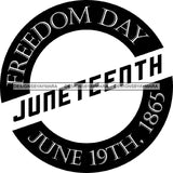 June 19 Juneteenth Emancipation Freedom Holiday African American History  SVG PNG JPG Vector Cutting Files