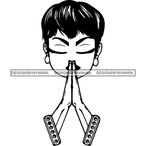 Afro Lola Praying Begging Asking God Lord Faith Strength .SVG Vector Clipart Cutting Files For Silhouette Cricut and More!