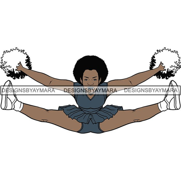 Afro Cheerleader Woman SVG Cutting Files For Silhouette Cricut and More