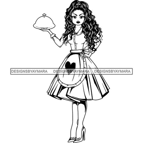 Afro Chef Lola Cooker Cooking Culinary Profession .SVG Clipart Vector Cutting Files For Circuit Silhouette Cricut and More!