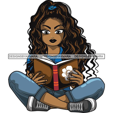 Afro Lola Reading Education Smart Woman .SVG Cutting Files For Silhouette Cricut and More!