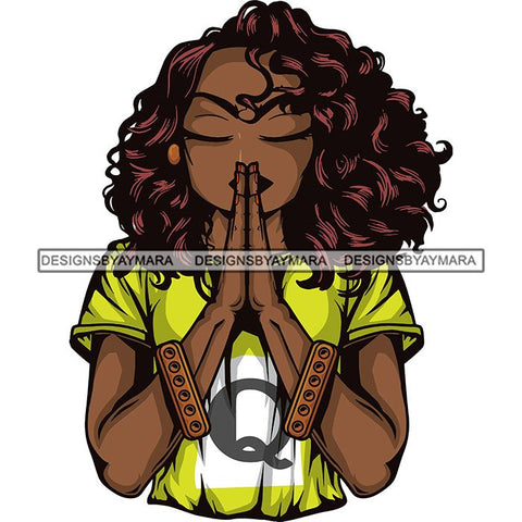 Afro Lola Praying God Lord Prayers In God We Trust .SVG Clipart Cutting Files For Silhouette and Cricut and More!