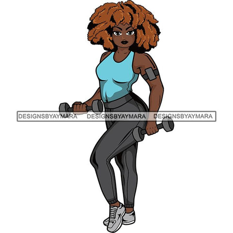 Lola Afro Beautiful Black Proud Woman Working Out .SVG Cutting Files For Silhouette and Cricut and More!