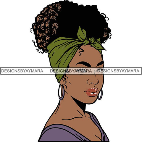 Afro Woman SVG Turban Head Wrap Cutting Files For Silhouette Cricut and More