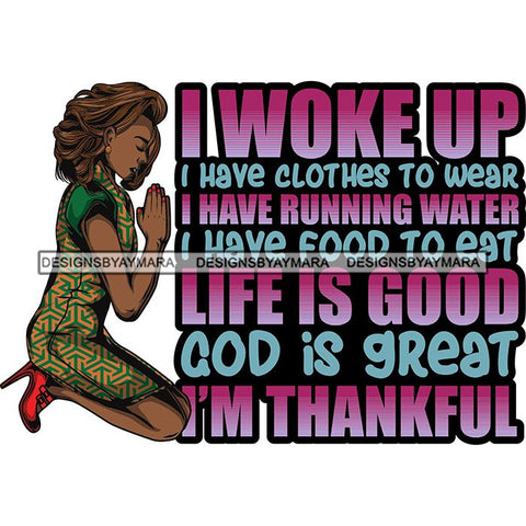 Afro Lola Kneeling Praying God Lord Faith Quotes .SVG Vector Clipart Cutting Files For Silhouette Cricut and More!