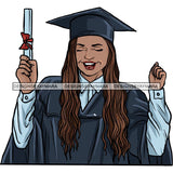 Graduation Achievement Hard Work Diploma Success Robe Cap Certificate College SVG Cutting Files
