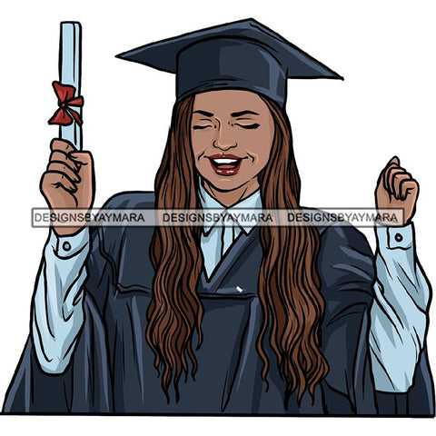 Graduation Achievement Hard Work Diploma Success Robe Cap Certificate College SVG Cutting Files