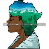 Safari Goddess Africa Continent African American Woman Savanna Animals Hair SVG Cutting Files.