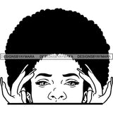 Afro Woman Peeking Peek-a-Boo I see You Melanin Pretty Half Face PNG File For Print Not For Cutting