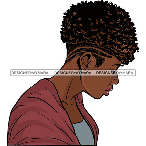 Afro Woman Short Haircut Curly Hairstyle Fashion Makeup Glamour SVG Files For Cutting and More!