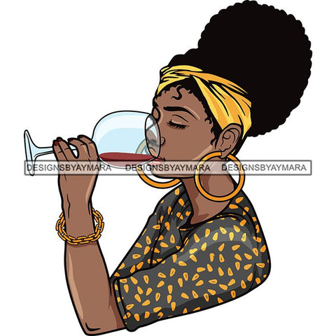 Afro Lola Drinking Wine Life Relax Chilling SVG Cutting Files For Silhouette Cricut and More! Amazing Graphics!