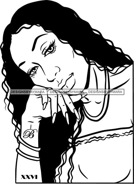 Ghetto Woman Face American Gangster Urban Swag Hip Hop Girl .SVG Cutting Files For Silhouette Cricut and More!