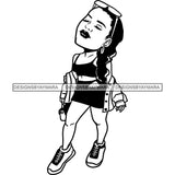 Fashion Woman Model Posing Summer Outfit Vogue Goddess Glamour Trendy Clothing Vector SVG Cutting Files
