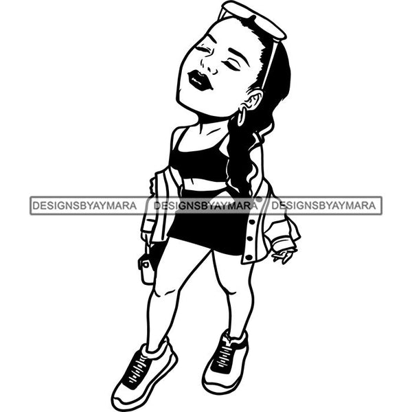 Fashion Woman Model Posing Summer Outfit Vogue Goddess Glamour Trendy Clothing Vector SVG Cutting Files