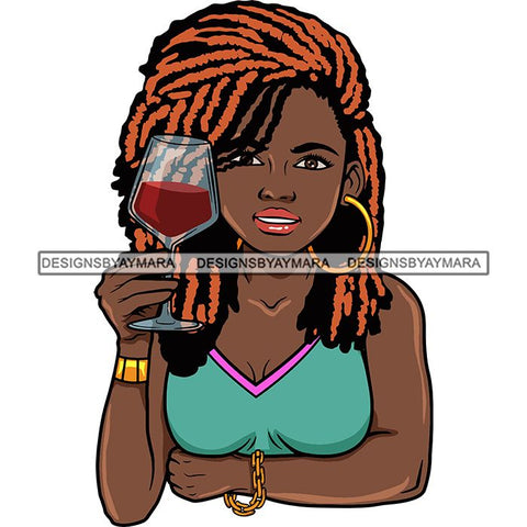 Afro Lola Drinking Wine Life Relax Chilling.SVG Cutting Files For Silhouette and Cricut and More! Unique Graphics!