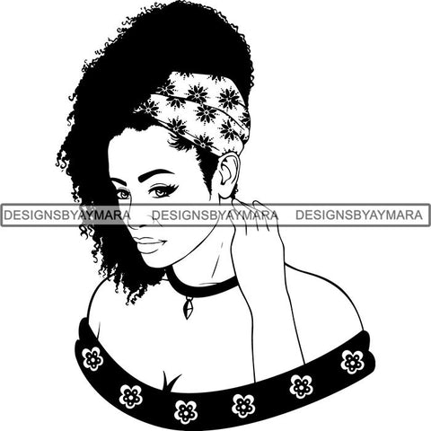 Beautiful Woman Turban Head Wrap Hairstyle SVG Files For Cutting and More!