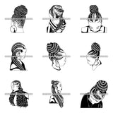 Super Bundle 100 Afro Woman Braids Dreads Dreadlocks Hairstyle SVG Cut Files For Silhouette and Cricut