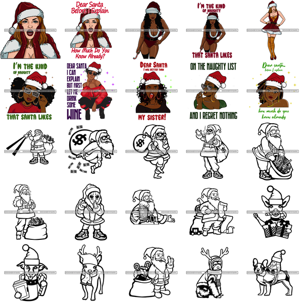 Mega Bundle 106 Christmas Designs Cold Weather Snow Santa Winter SVG PNG JPG Cutting Designs Silhouette Sublimation