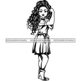 Afro Strong Lola Flexing We Can Do It Woman Power .SVG Cutting Files For Silhouette Cricut and More!