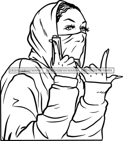 Ghetto Woman Face American Gangster Urban Swag Hip Hop Girl .SVG Cutting Files For Silhouette Cricut and More!