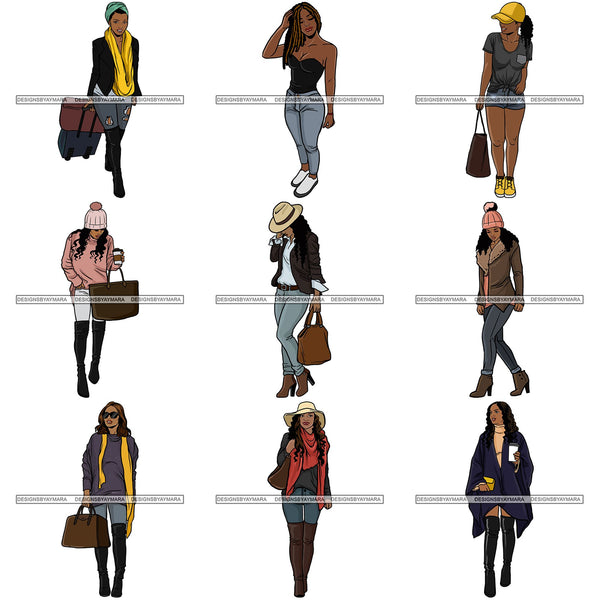Bundle 9 Fashion Diva Glamour Afro Classy Sexy Lady SVG PNG JPG Vector Files For Cutting and More