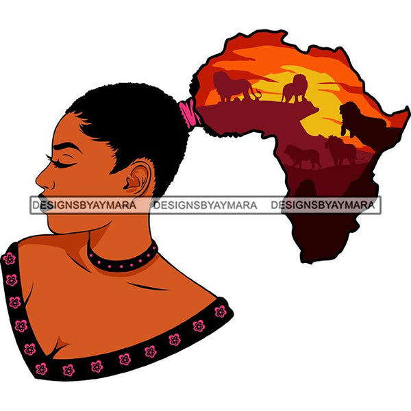 African American Woman Goddess Safari Savanna Africa Continent SVG Files For Cutting and More!