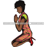 Afro Lola Praying God Lord Prayers Knee Forgiveness .SVG Clipart Cutting Files For Silhouette and Cricut and More!