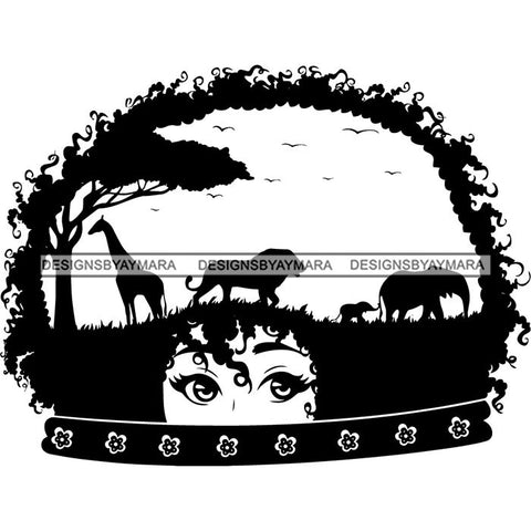 African American Woman Goddess Safari Savanna Africa Continent SVG Files For Cutting and More!