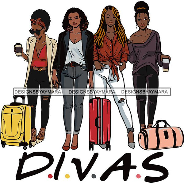 Ladies Getaway Vacation Trip Travel Adventure Best Friends Forever Buddy Sister Divas Melanin Girlfriends SVG Files For Cutting and More!