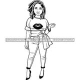 Afro Lola Boss Confident Classy Woman Black and White Designs SVG Cutting Files For Silhouette Cricut and More
