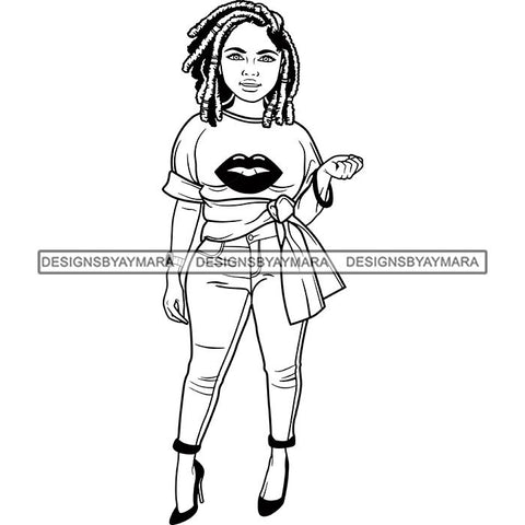 Afro Lola Boss Confident Classy Woman Black and White Designs SVG Cutting Files For Silhouette Cricut and More