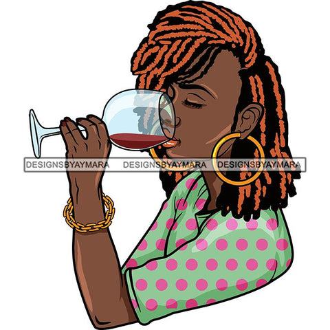 Afro Lola Drinking Wine Life Relax Chilling SVG Cutting Files For Silhouette Cricut and More! Amazing Graphics!