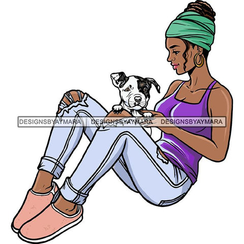 Beautiful Woman Dod Breed Pitbull Pet Animal Best Friend Mascot Goddess SVG Cutting Files