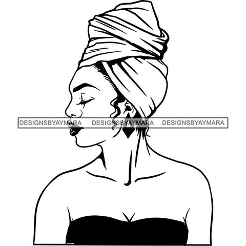 Afro Nubian Melanin Popping Kinky Hair Turban Beautiful African American Woman SVG Cutting Files