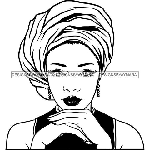 Afro Nubian Melanin Popping Kinky Hair Turban Beautiful African American Woman SVG Cutting Files