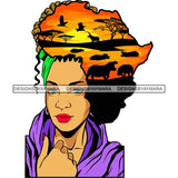 Safari Goddess Africa Continent African American Woman Savanna Animals Hair SVG Cutting Files.