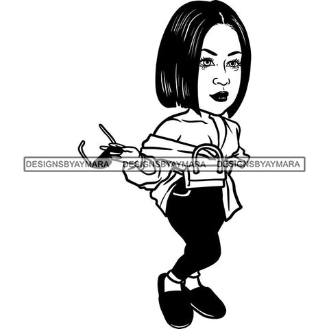 Fashion Woman Model Posing Summer Outfit Vogue Goddess Glamour Trendy Clothing Vector SVG Cutting Files