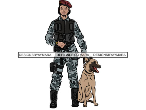 Military Woman USA Proud Melanin PNG Files For Print Not For Cutting