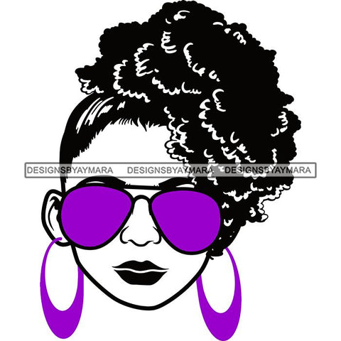 Afro Lola Boss Lady Dope Diva Glamour Wearing Glasses Accesories .SVG Cut Files
