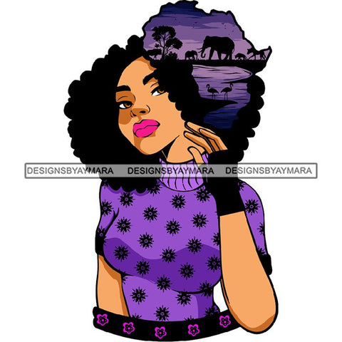 African American Woman Goddess Safari Savanna Africa Continent SVG Files For Cutting and More!