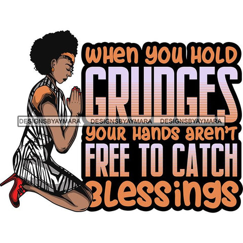 Afro Lola Kneeling Praying God Lord Faith Quotes .SVG Vector Clipart Cutting Files For Silhouette Cricut and More!