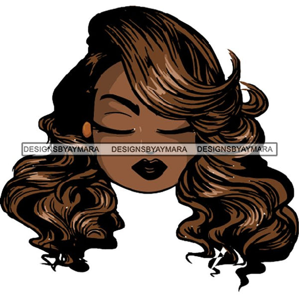Afro Lola Cute Closed Up Face Eyes Close Meditation .SVG Clipart Vector Cutting Files