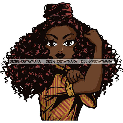 Afro Strong Lola Flexing We Can Do It Woman Power .SVG Cutting Files For Silhouette Cricut and More!