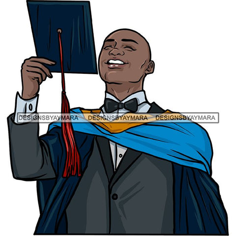 Graduation Man Achievement Hard Work Diploma Success Robe Cap Certificate College SVG Cutting Files