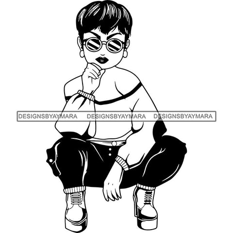 Afro Lola Boss Lady Diva Style Fashion Woman SVG Vector Clipart Cutting Files For Silhouette and Cricut and More!