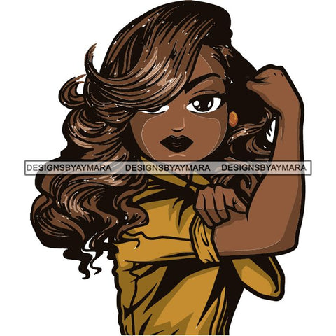 Afro Strong Lola Flexing We Can Do It Woman Power .SVG Cutting Files For Silhouette Cricut and More!